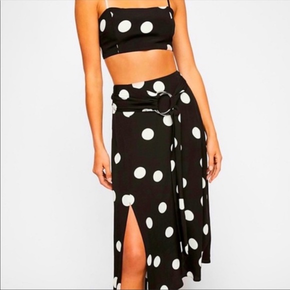 Free People Dresses & Skirts - Free People Polka Dot Skirt w/slit Size 0